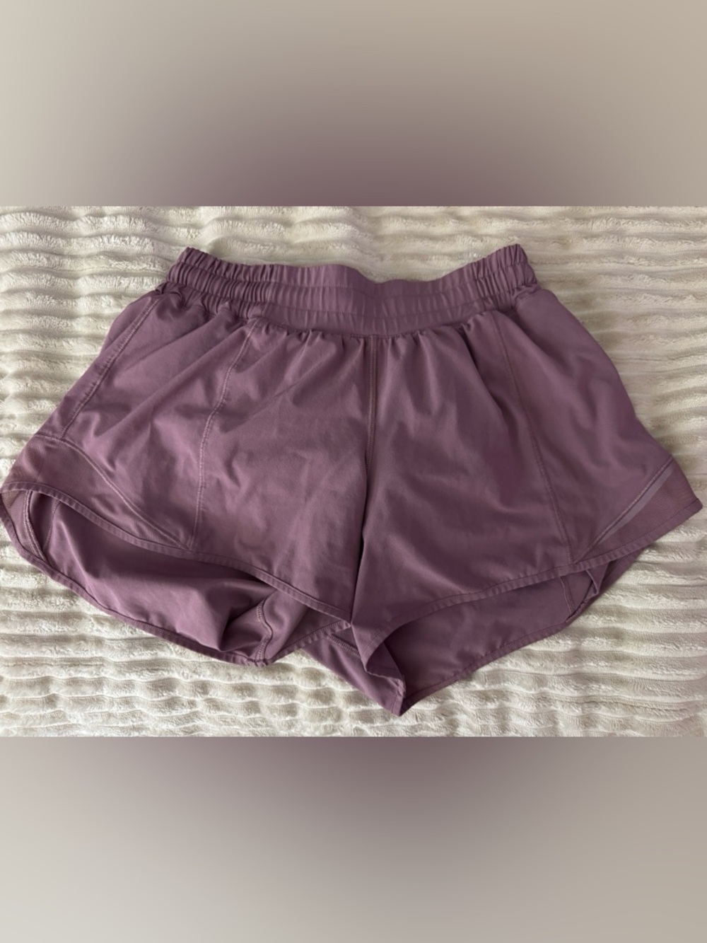 lululemon plum pink high-waist athletic shorts